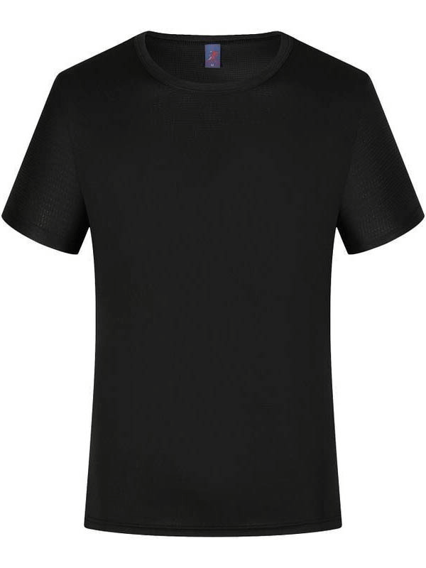 Black compression men's running t-shirt, muscle fit, quick-drying fabric, perfect for training and active wear.